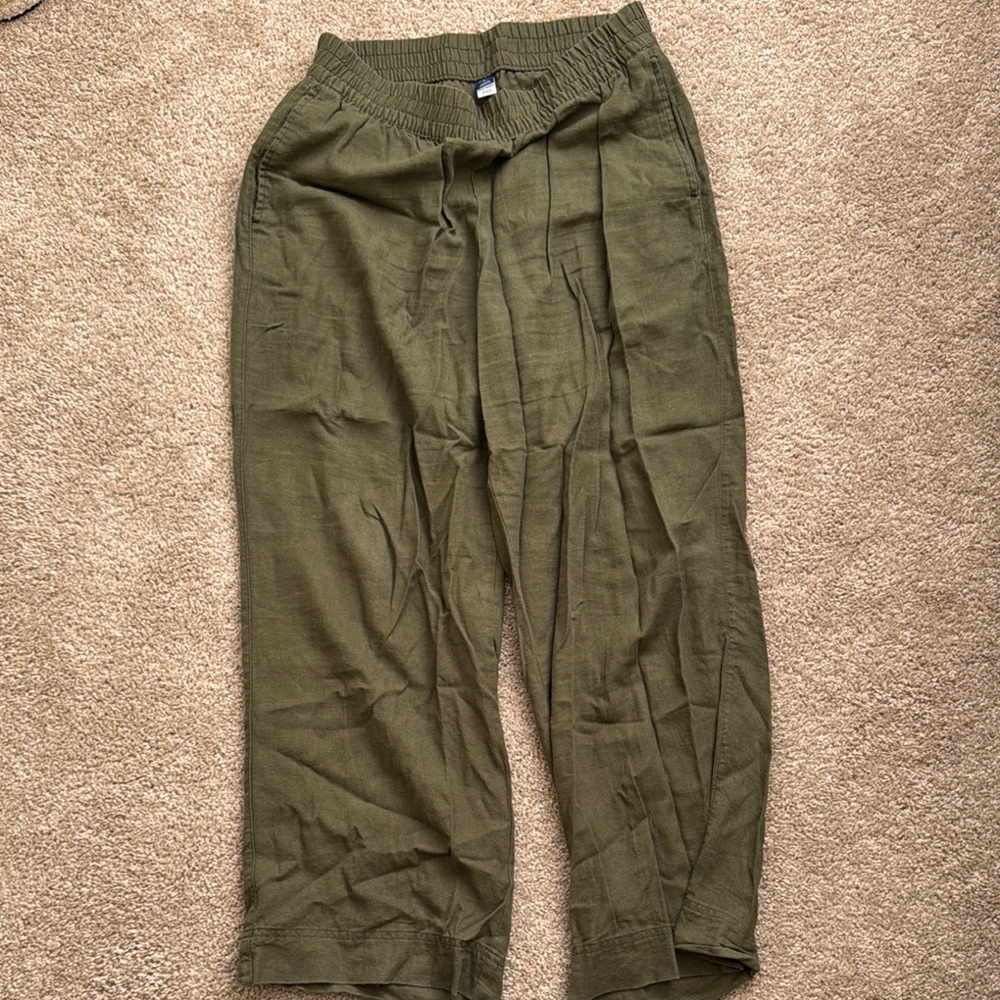 Women’s Olive Green Linen Pants
